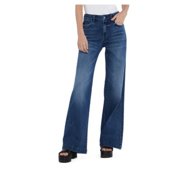 HINT OF BLU High Waist Wide Leg Jeans, Lisbon Blue, Size 28 - Picture 1 of 10